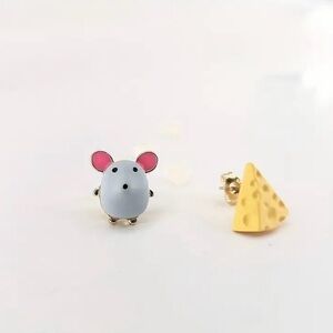 Charming Mouse and Cheese Earrings for Kids